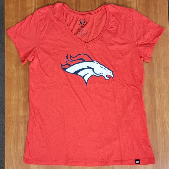 '47 Women's Denver Broncos Football Game Day Orange Crush Cotton V-Neck Tee - L - Picture 4 of 6